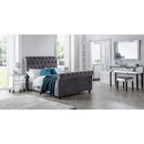 Valentino Grey Velvet Sleigh Bed Frame by Lavishway | Velvet Bed-60589