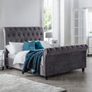 Valentino Grey Velvet Sleigh Bed Frame by Lavishway | Velvet Bed-60578