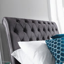 Valentino Grey Velvet Sleigh Bed Frame by Lavishway | Velvet Bed-60583