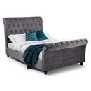 Valentino Grey Velvet Sleigh Bed Frame by Lavishway | Velvet Bed-60579