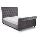 Valentino Grey Velvet Sleigh Bed Frame by Lavishway | Velvet Bed-60580