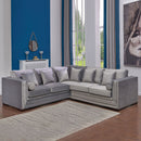 Valiona Silver Corner Sofa Suite by Lavishway | Velvet Sofa-23574