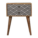 Vector 2 Drawers Screen Printed Bedside Table by Lavishway | Bedside Tables-51951