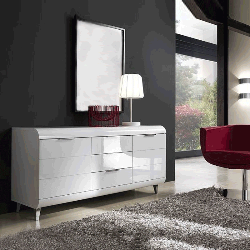 Vega White High gloss Sideboard by Lavishway | Sideboards-23512
