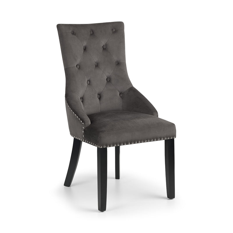 Veneto Grey Velvet Ring Back Dining Chair by Lavishway | Dining Chairs-60559