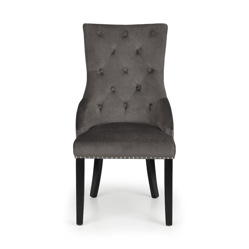 Veneto Grey Velvet Ring Back Dining Chair by Lavishway | Dining Chairs-60560