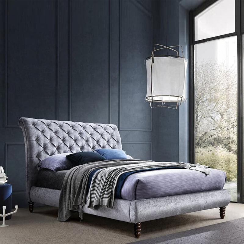 Venice Button Tufted Velvet Bed by Lavishway | Velvet Bed-27002