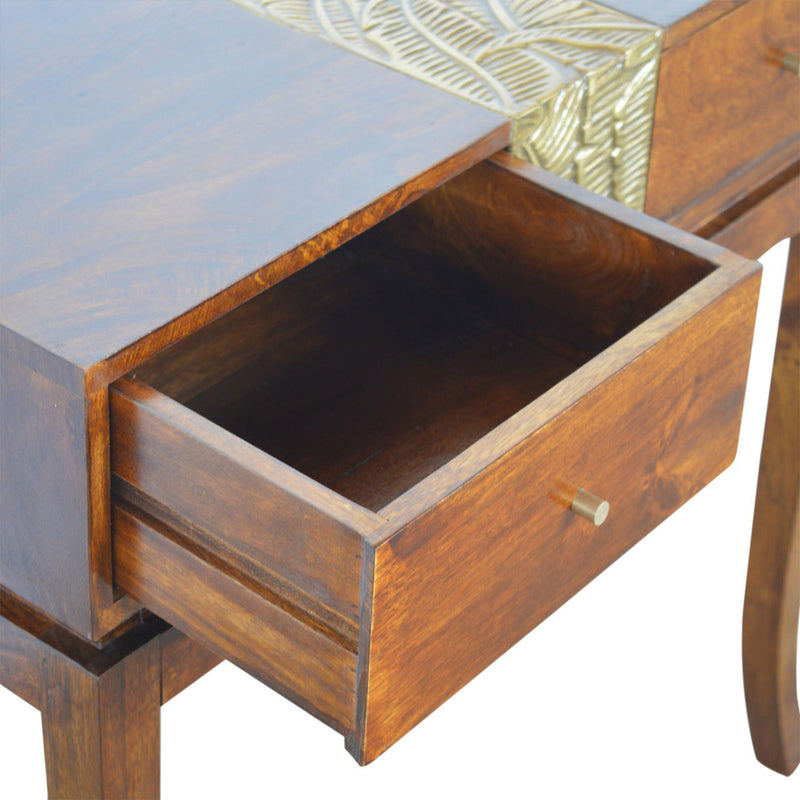 Verandah 2 Drawers Brass Plated Console Table by Lavishway | Hallway Console Table-51920