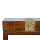 Verandah 2 Drawers Brass Plated Console Table by Lavishway | Hallway Console Table-51922