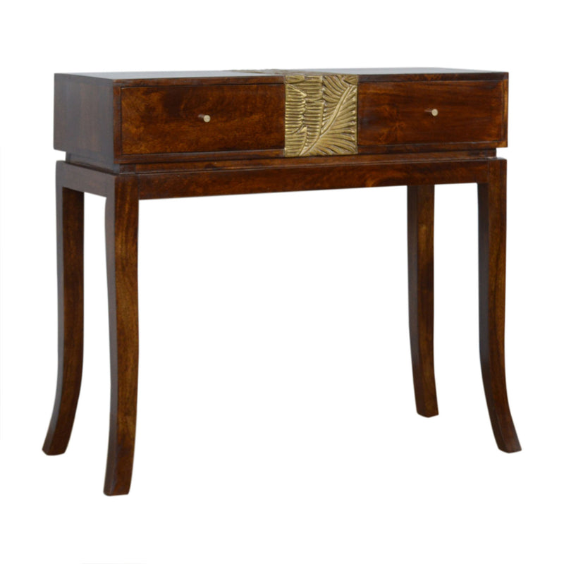 Verandah 2 Drawers Brass Plated Console Table by Lavishway | Hallway Console Table-51918