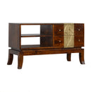 Verandah 2 Drawers Brass Plated Media Unit by Lavishway | TV Units Cabinets-51905