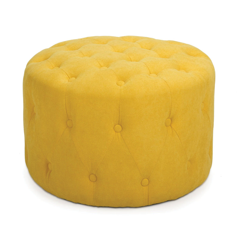 Verona Small Round Sunny Yellow Pouffe by Lavishway | Stools & Pouffes-37502