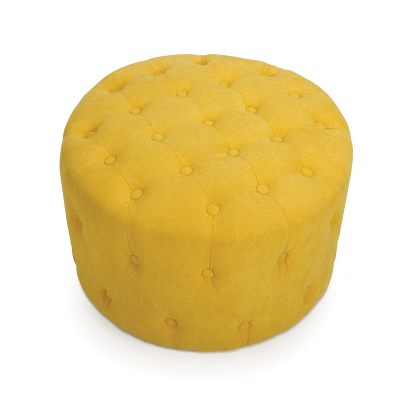 Verona Small Round Sunny Yellow Pouffe by Lavishway | Stools & Pouffes-37504