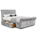 Verona Velvet Silver 2 Drawers Storage Bed by Lavishway | Ottoman Beds-60543