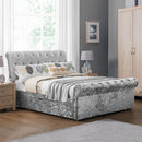 Verona Velvet Silver 2 Drawers Storage Bed by Lavishway | Ottoman Beds-60542