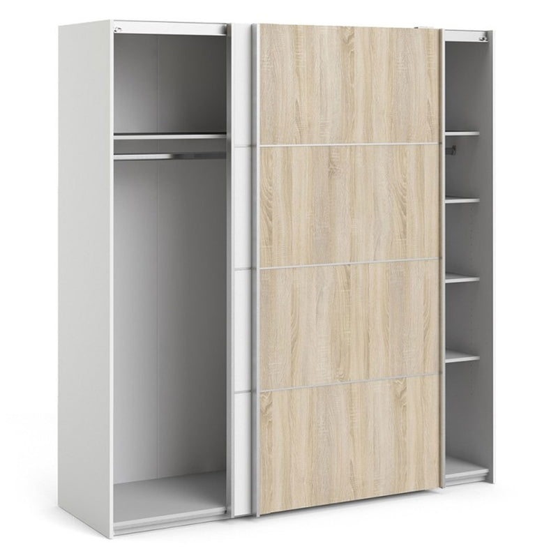 Verona Truffle Oak Finish Sliding Wardrobe by Lavishway | Wardrobe-28650