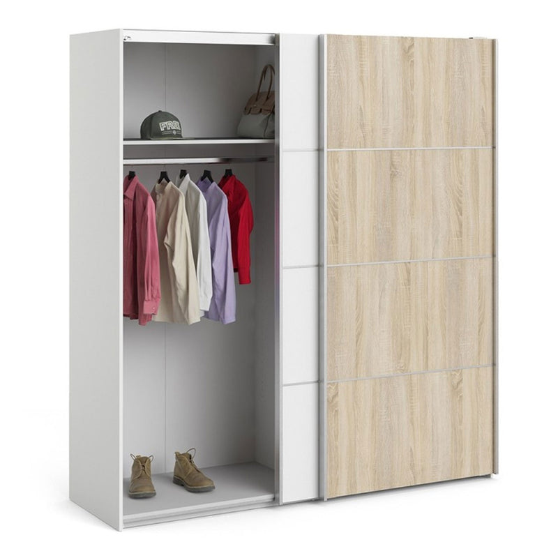 Verona Truffle Oak Finish Sliding Wardrobe by Lavishway | Wardrobe-28647