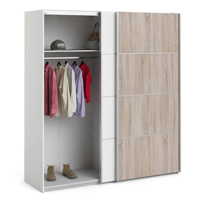 Verona Truffle Oak Finish Sliding Wardrobe by Lavishway | Wardrobe-28662