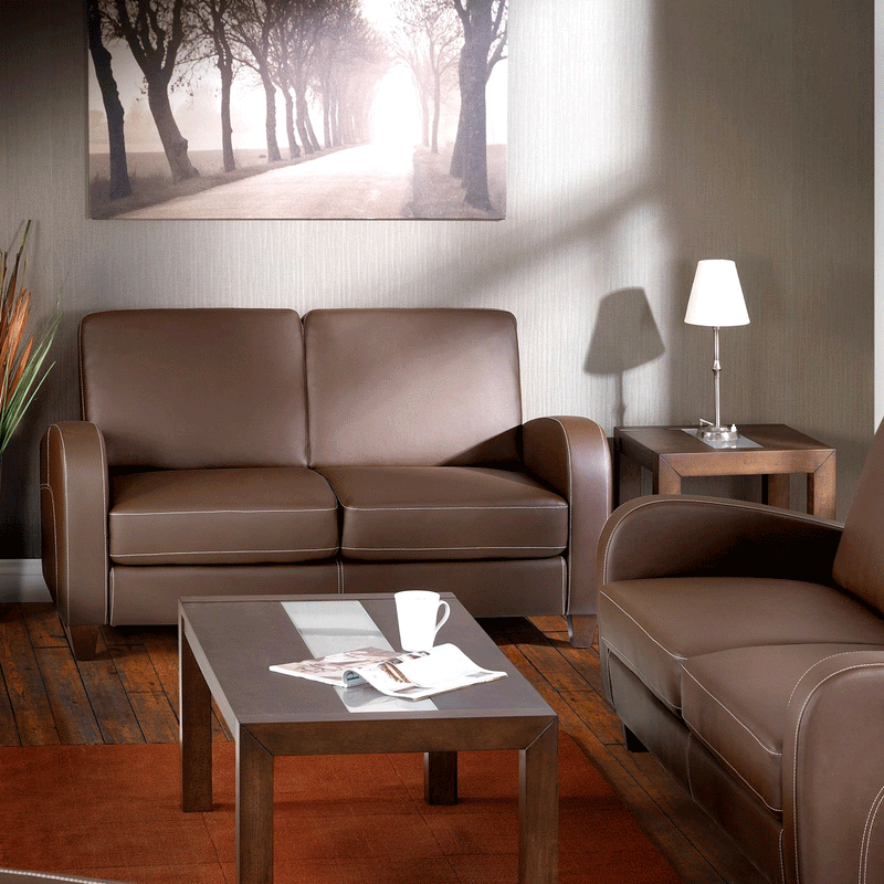 Vivo Faux Leather Chestnut 2 Seater Sofa by Lavishway | Leather Sofa-60556