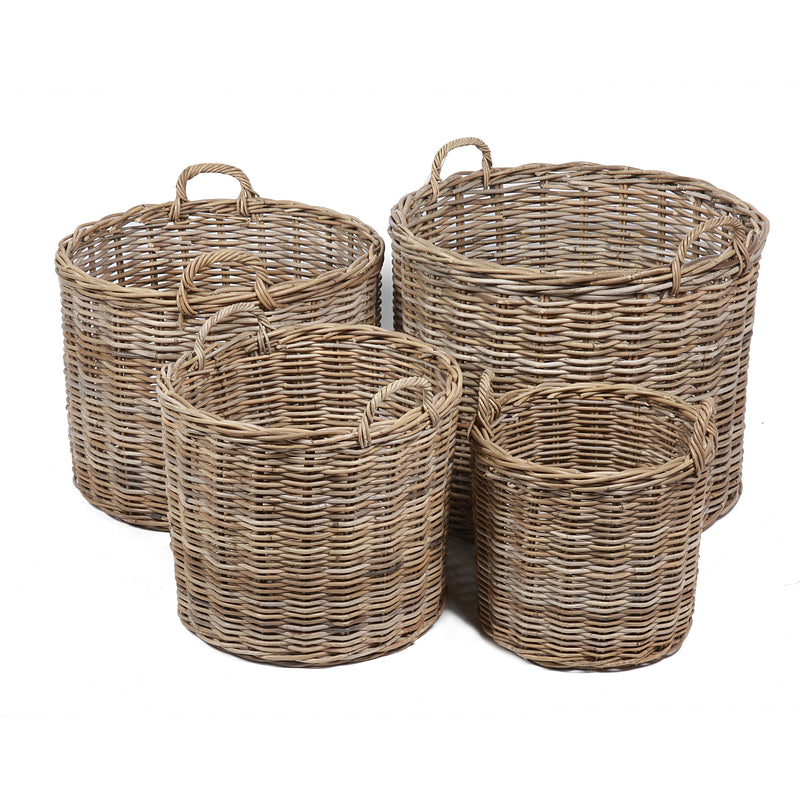 Wicklewood Wicker Round Baskets - Set of 4 by Lavishway | Storage Baskets & Boxes-36070