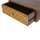 Isabelle Wall Mounted Gold Art Bedside Table by Lavishway | Bedside Tables-51693