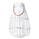 Wicker Glass Candle Holder Bulbous Lantern by Lavishway | Candle Holders-51349