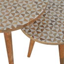 Xender White Patterned Nest Of 2 Stools by Lavishway | Nest of Tables-51938