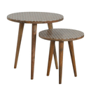 Xender White Patterned Nest Of 2 Stools by Lavishway | Nest of Tables-51934