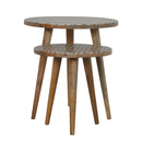 Xender White Patterned Nest Of 2 Stools by Lavishway | Nest of Tables-51935