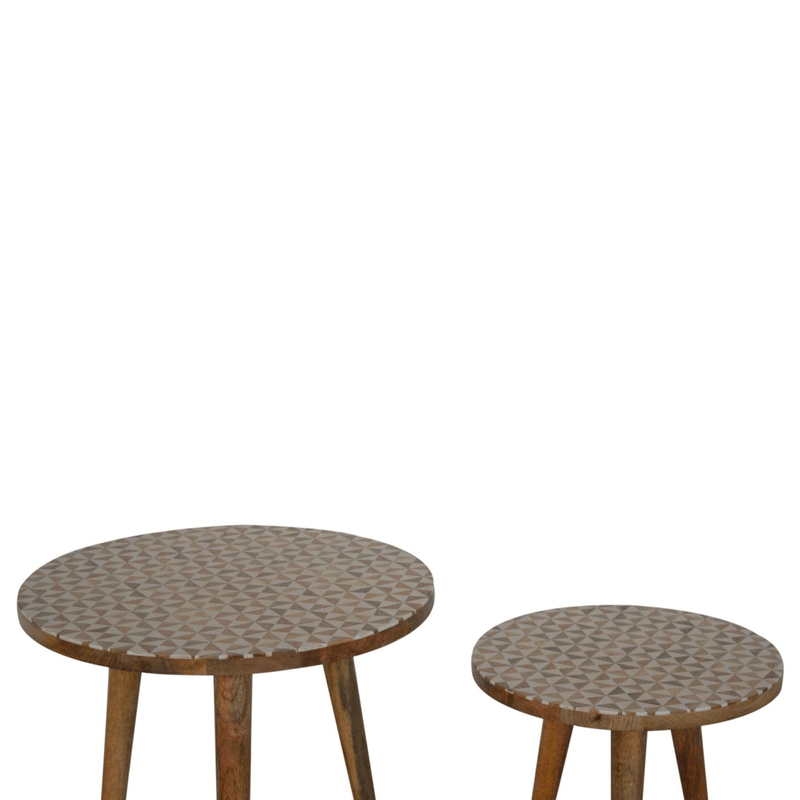 Xender White Patterned Nest Of 2 Stools by Lavishway | Nest of Tables-51940