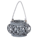 Wicker Candle Holder Basket Grey Lantern by Lavishway | Candle Holders-51356