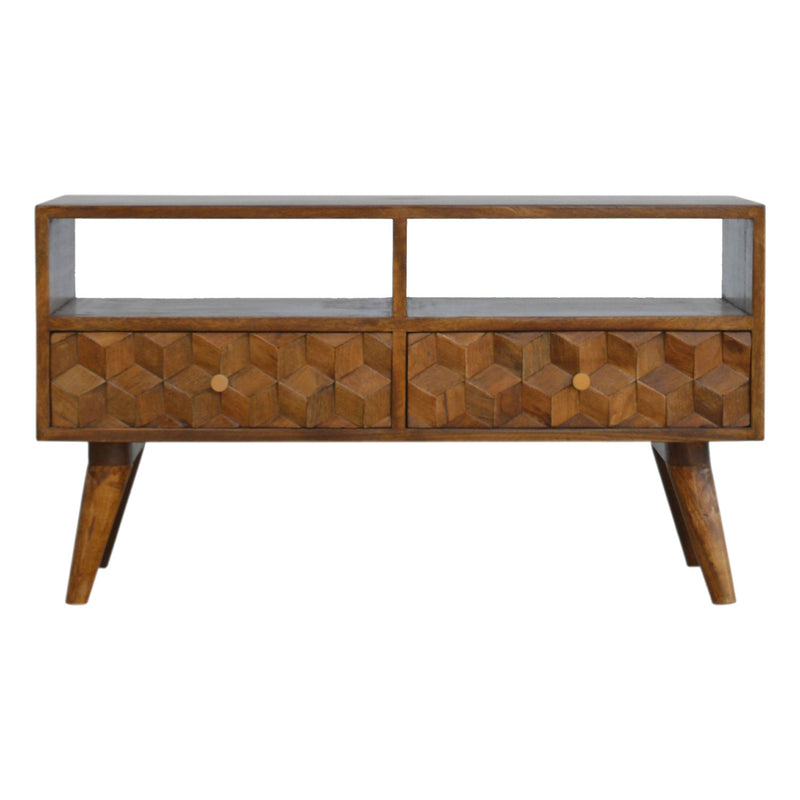 Williston 2 Drawers Cube Carved TV Unit by Lavishway | TV Units Cabinets-21875