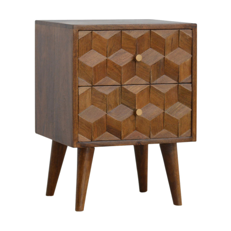 Williston Cube Carved 2 Drawers Bedside Table by Lavishway | Bedside Tables-21901