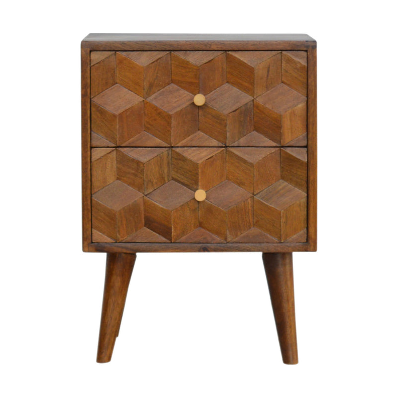 Williston Cube Carved 2 Drawers Bedside Table by Lavishway | Bedside Tables-21902