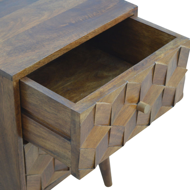 Williston Cube Carved 2 Drawers Bedside Table by Lavishway | Bedside Tables-21907