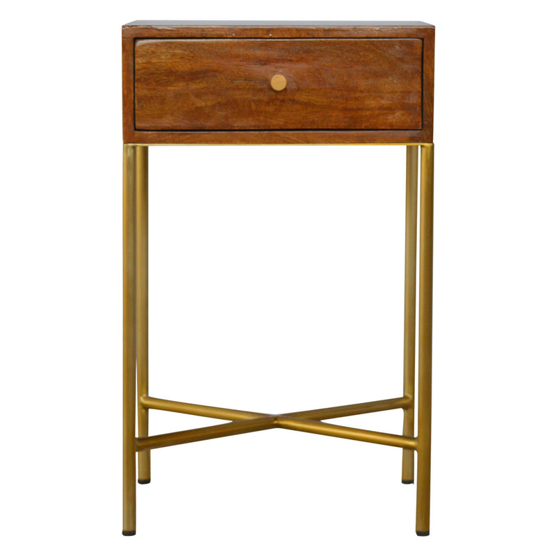 Williston Single Drawer Gold Base End Table by Lavishway | Side Tables-21742