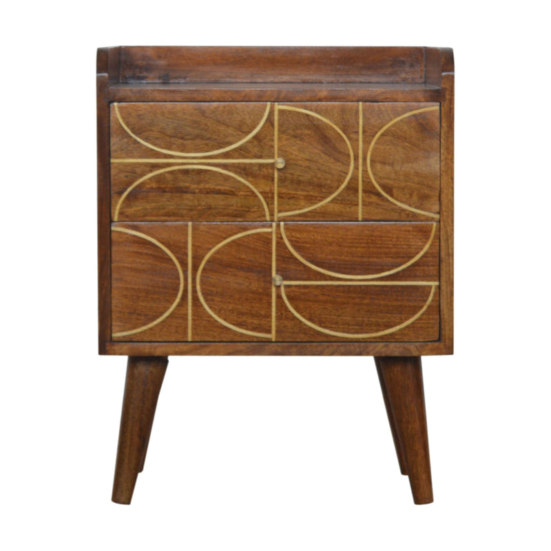 Williston Gold Inlay Abstract Bedside Table by Lavishway | Bedside Tables-21716