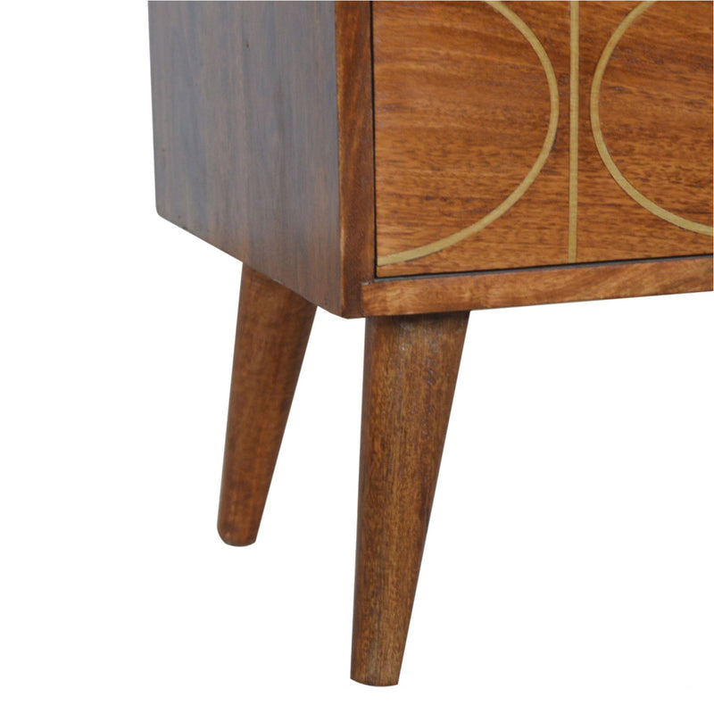 Williston Gold Inlay Abstract Bedside Table by Lavishway | Bedside Tables-21722