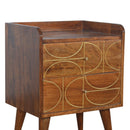 Williston Gold Inlay Abstract Bedside Table by Lavishway | Bedside Tables-21718