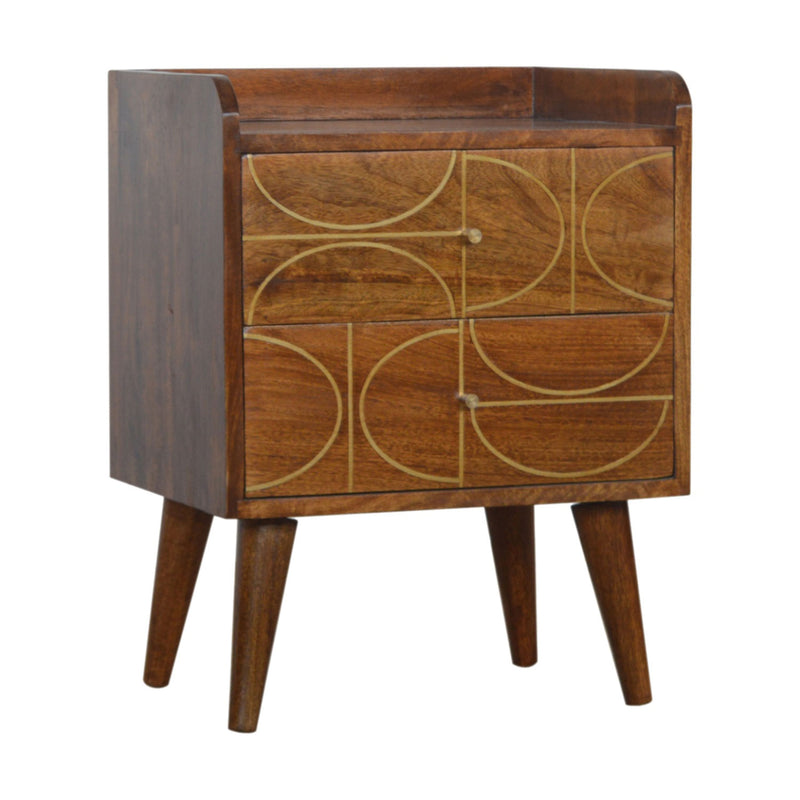 Williston Gold Inlay Abstract Bedside Table by Lavishway | Bedside Tables-21715