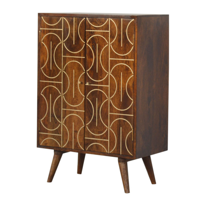 Williston Gold Inlay Abstract Cabinet by Lavishway | Cupboards-21701