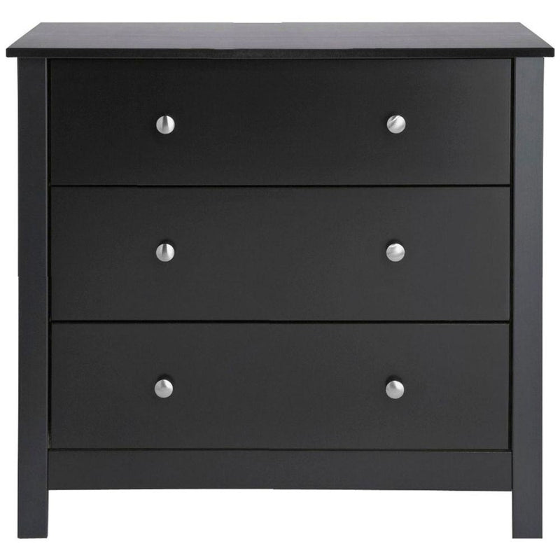 Florence Black Wooden 3 Drawer Chest by Lavishway | Chest Of Drawers-45497