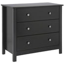 Florence Black Wooden 3 Drawer Chest by Lavishway | Chest Of Drawers-45498