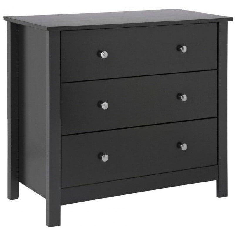 Florence Black Wooden 3 Drawer Chest by Lavishway | Chest Of Drawers-45498