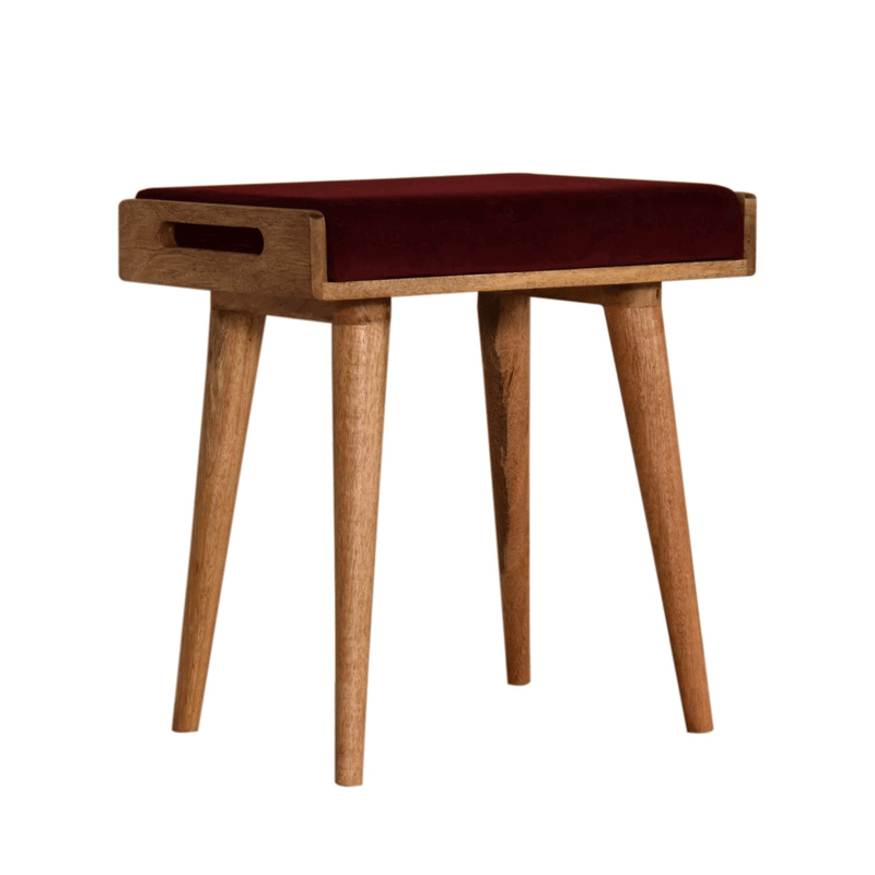 Seconique Upholstered Wine Red Footstool by Lavishway | Footstool-51913