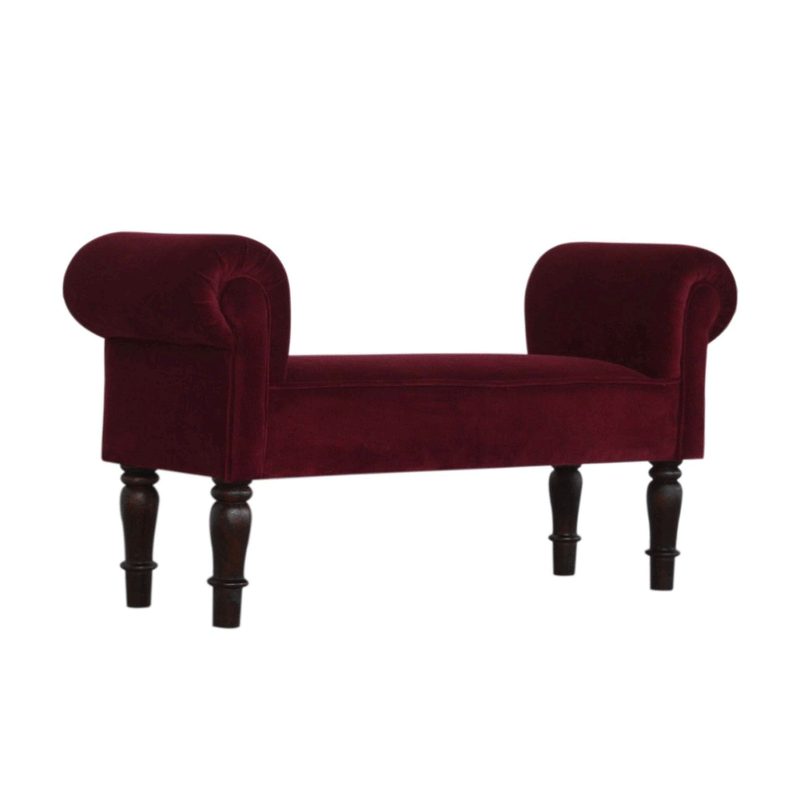 Seconique Wine Red Velvet Bench by Lavishway | Benches & Storage Benches-51899