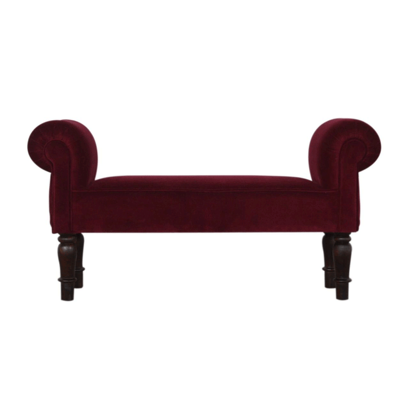 Seconique Wine Red Velvet Bench by Lavishway | Benches & Storage Benches-51900