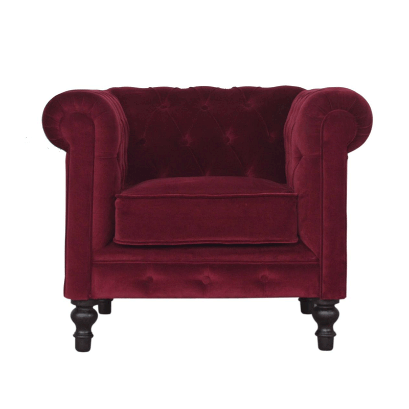 Seconique Red Upholstered Velvet Armchair by Lavishway | Velvet Sofa-51886