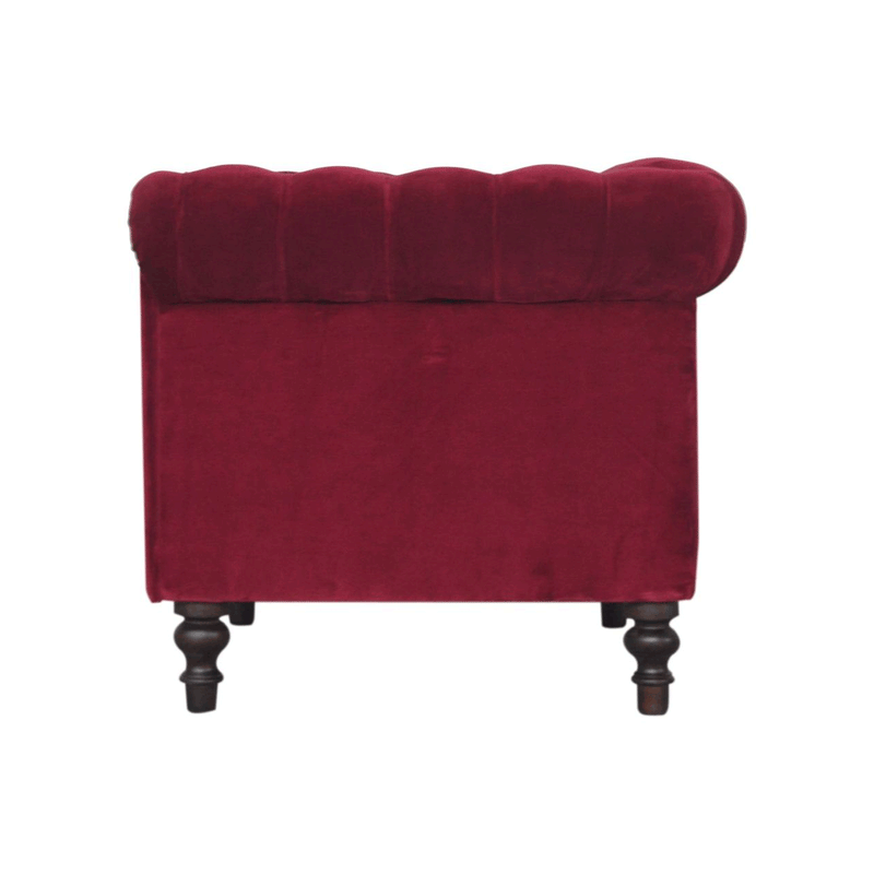 Seconique Red Upholstered Velvet Armchair by Lavishway | Velvet Sofa-51890