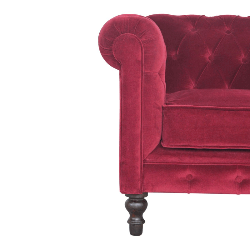 Seconique Red Upholstered Velvet Armchair by Lavishway | Velvet Sofa-51889
